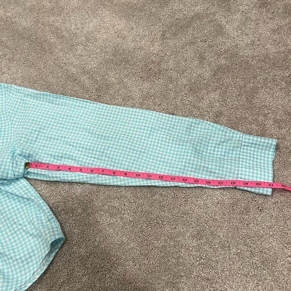 Peter Millar Men's Teal and Blue Checkered Long‎ Sleeve Dress Shirt Sz XL - Picture 11 of 11